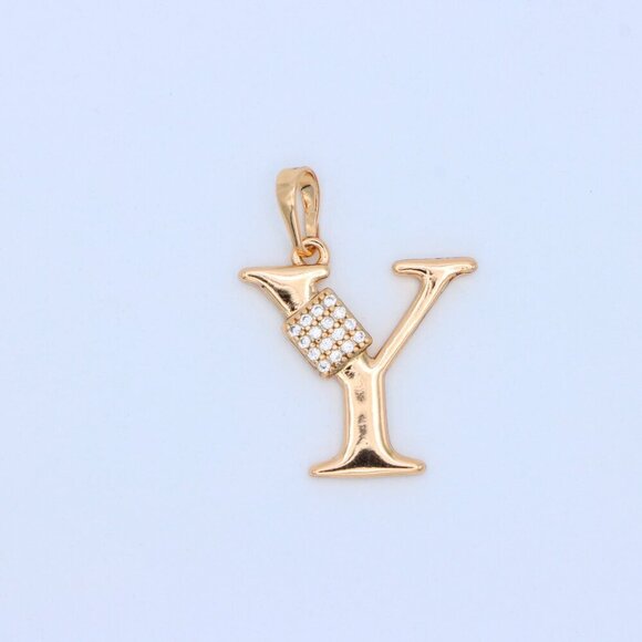 "Rose Gold Y Initial Pendant with CZ Stones Elegant Jewelry,XPPT1436 - Picture 9 of 11